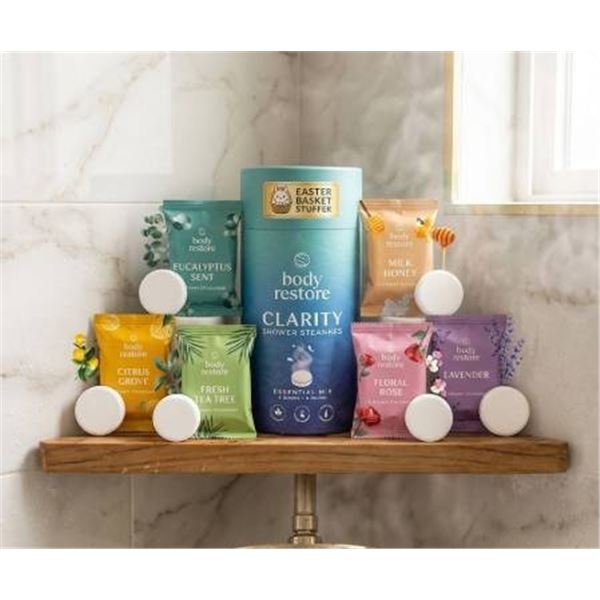 Body Restore Clarity Shower Steamers, Essential Mix, Set of 6 Tablets