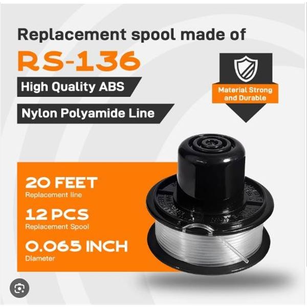 Black+Decker RS-136 Bump Feed Trimmer Spool, 20 ft, 0.065 in Compatibility