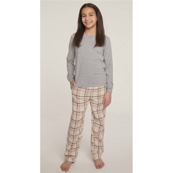 PL by Petit Lem Girls' Pajama Set, Size 6, Gray and Plaid Pattern