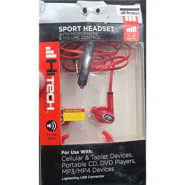 Hi-Tech Sport Headset With Microphone and Volume Control