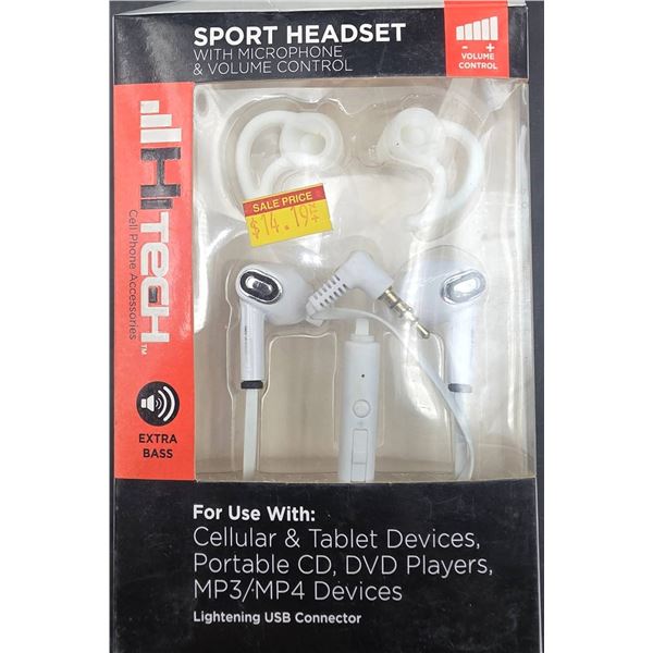Hi-Tech Sport Headset with Microphone and Volume Control, Model HTIMS4
