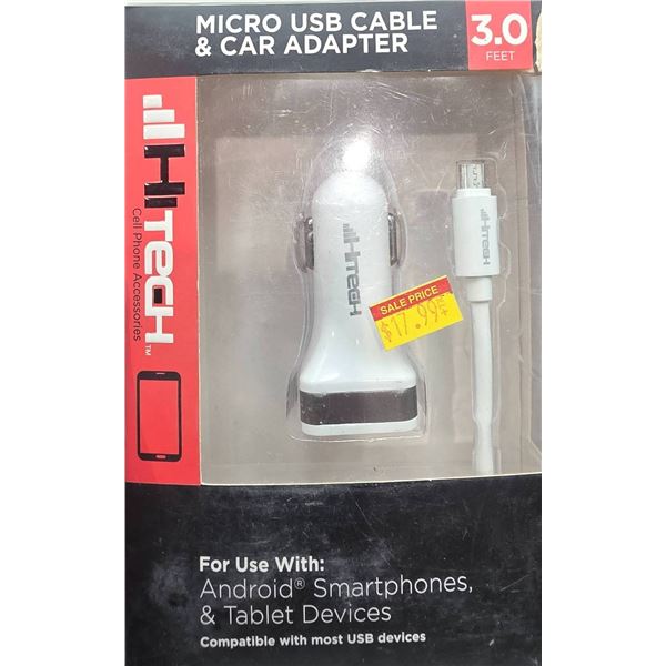 Hi-Tech Micro USB Cable and Car Adapter Set for Android Devices