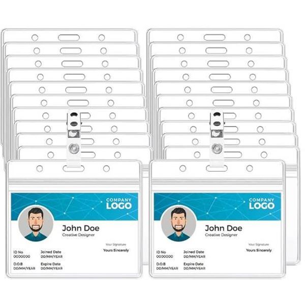 100 Pcs Plastic Badge Holders with Clip, 100 mm x 60 mm, Model X003YPLDRX