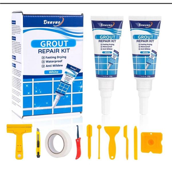 Deuvo Grout Repair Kit - White, Waterproof and Fast-Drying