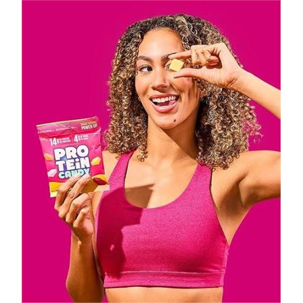 12 Packs Protein Candy Snack Pouches With 14g Protein and 4g Sugar, Berry Punch