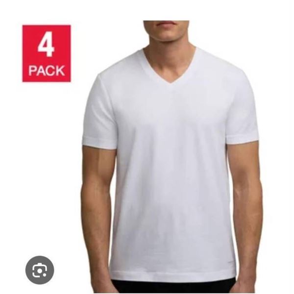Kenneth Cole Cotton Stretch V-Neck T-Shirts, XL, Pack of 4