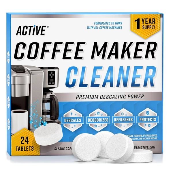 Active Coffee Maker Cleaner with 24 Tablets, 1-Year Supply