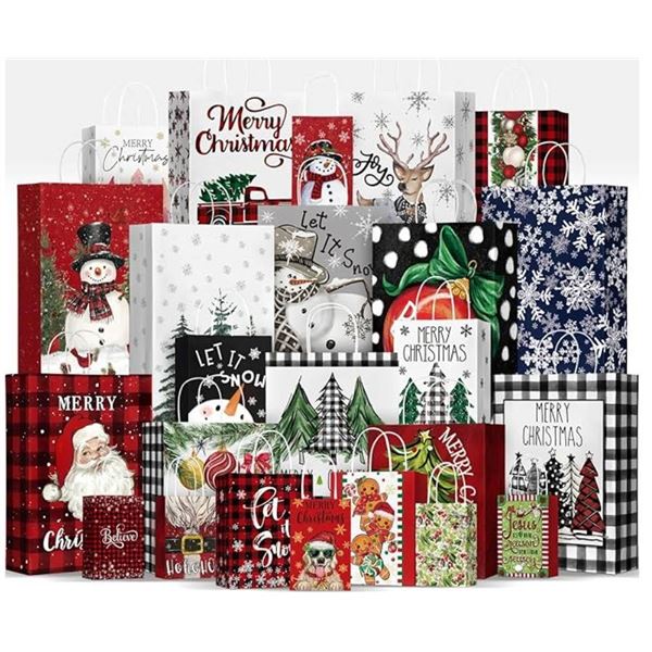 Horaldaily 24 Count Gift Bags â€“ Medium and Small Size Assortment **Styles May Va