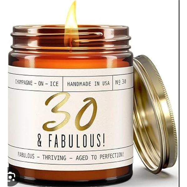 Soy & Sass 30th Birthday Candle - Soy Wax, Handmade in USA, 9 oz