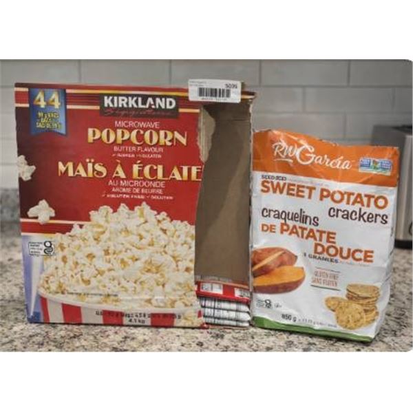 Kirkland Signature Microwave Popcorn and Sweet Potato Crackers Bundle