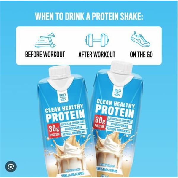 BioSteel Clean Healthy Protein 18-Container Vanilla Milkshake 30g Protein Each