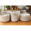 Image 1 : 32-Piece Ceramic Dinnerware Set With Ribbed Design