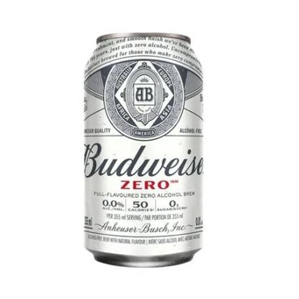 19 Budweiser Zero Cans, 355ml Each