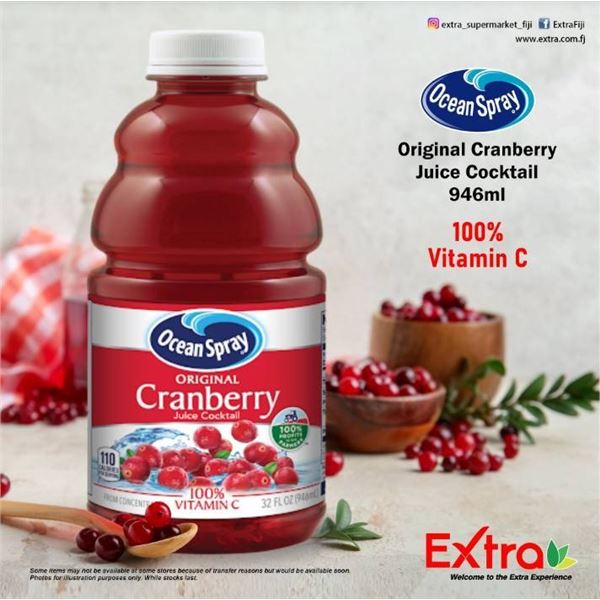 Ocean Spray Cranberry Juice 12 Pack 950ml Bottles