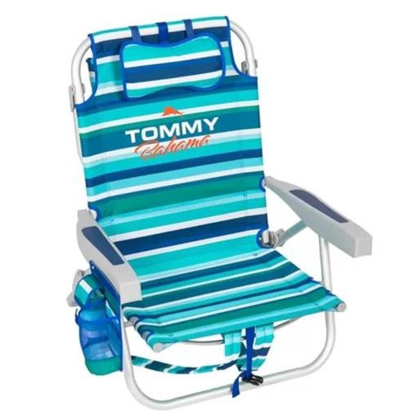 Tommy Bahama 5-Position Backpack Beach Chair in Green/Blue Stripe