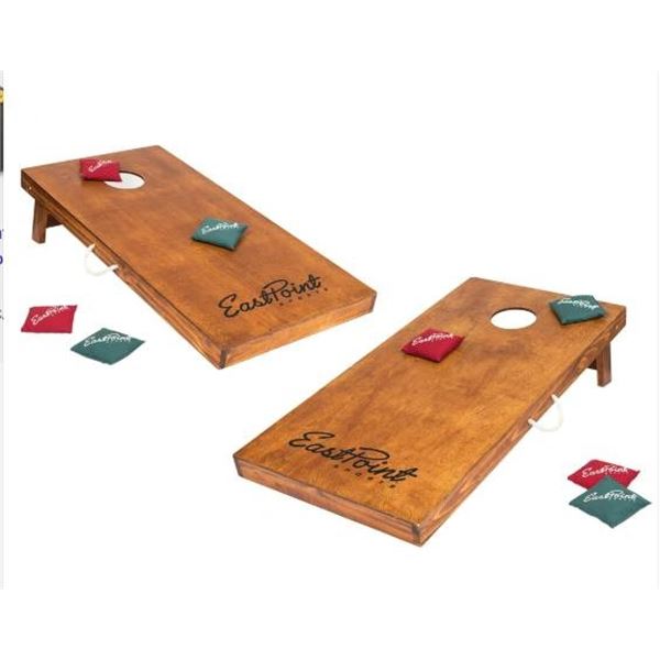 EastPoint Bean Bag Toss Cornhole Set with Wood Construct Boards and Bags