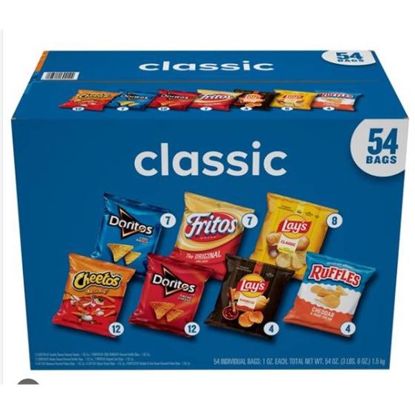 Lay's, Doritos, Ruffles, And Cheetos Variety Pack, 54 Bags, 1.51 kg