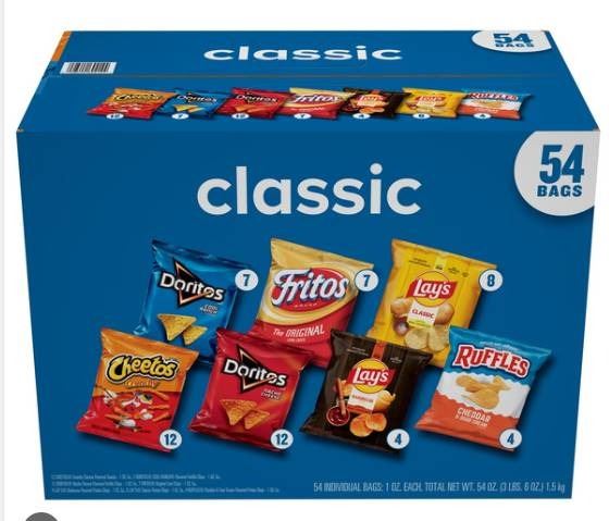 Lay's, Doritos, Ruffles, And Cheetos Variety Pack, 54 Bags, 1.51 kg