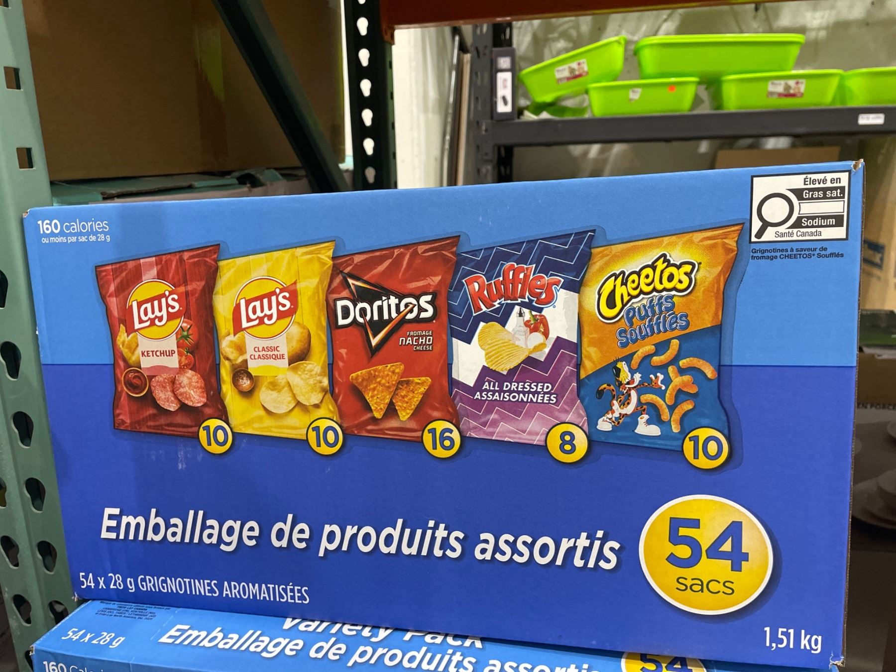 Lay's, Doritos, Ruffles, And Cheetos Variety Pack, 54 Bags, 1.51 kg