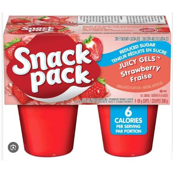 Snack Pack Reduced Sugar Strawberry Gel 12 Units of 4-Pack Cups