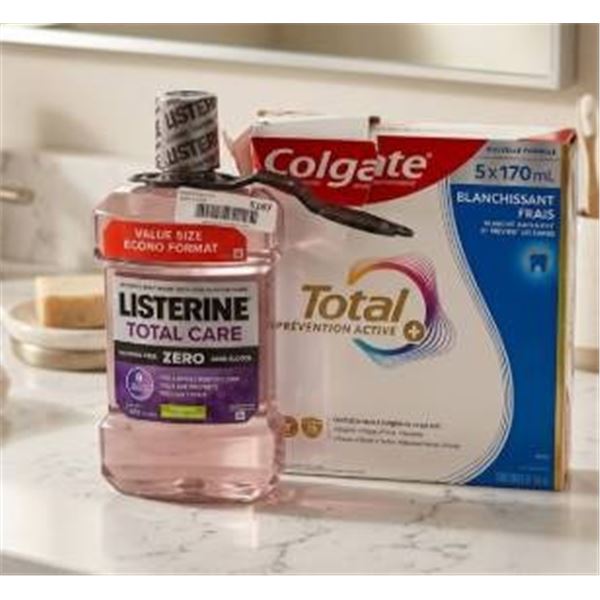 Colgate Total Toothpaste 5 x 170ml and Listerine Total Care Mouthwash Value Size