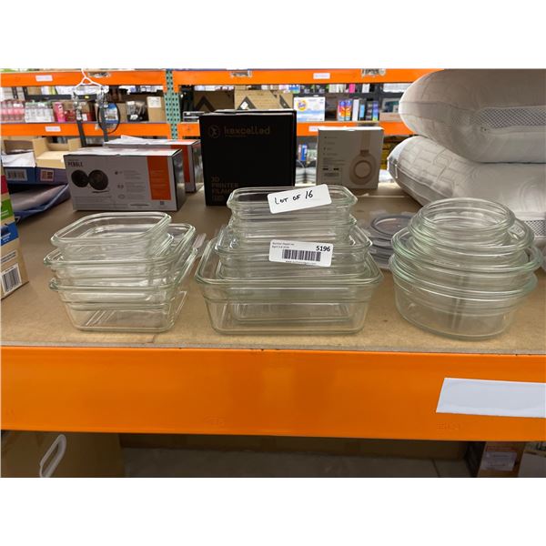 16 Transparent Glass Food Storage Containers with Lids