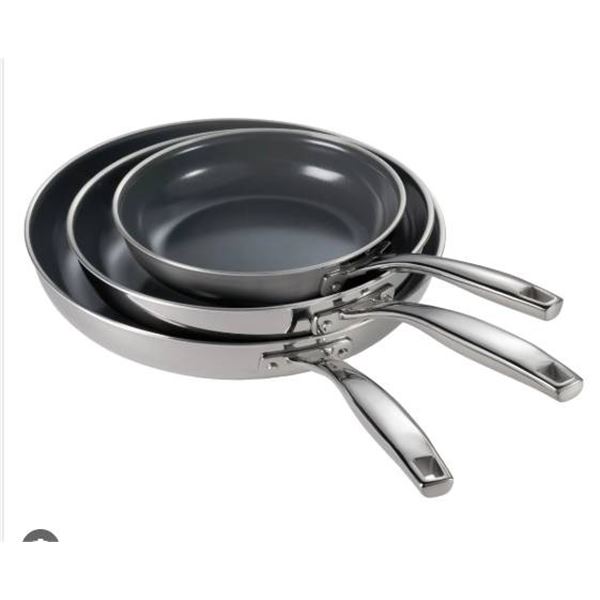 Tramontina 3-piece Stainless Steel/Ceramic Fry Pan Set