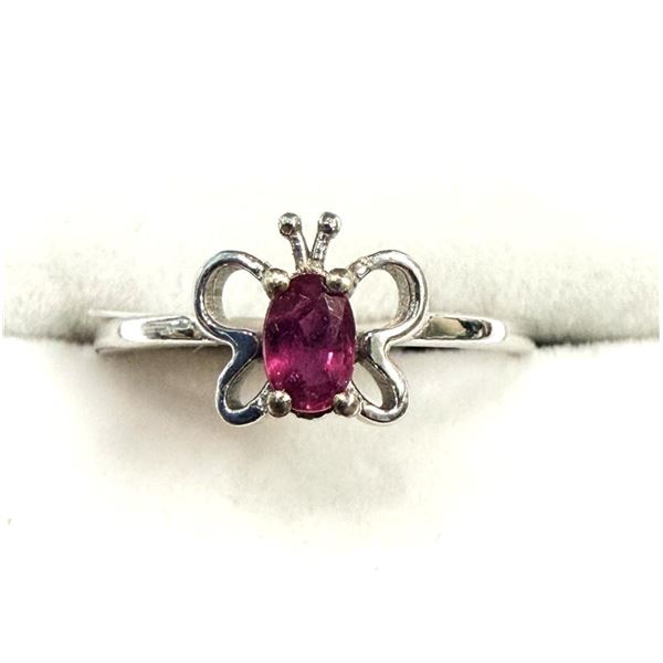 10KT White Gold Natural Enhanced Ruby (0.31ct) Butterfly Ring, Size 3.75, W/A $1500.00. Ruby is the 