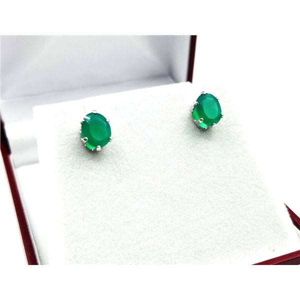 Sterling Silver Natural Green Onyx (3.40ct) Earrings, W/A $620.00.