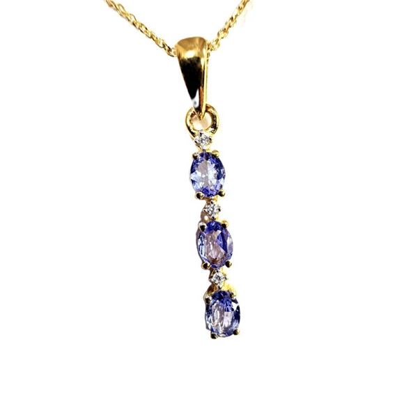Gold Plated Sterling Silver Natural Tanzanite (0.54ct) Pendant with Gold Plated Sterling Silver Chai