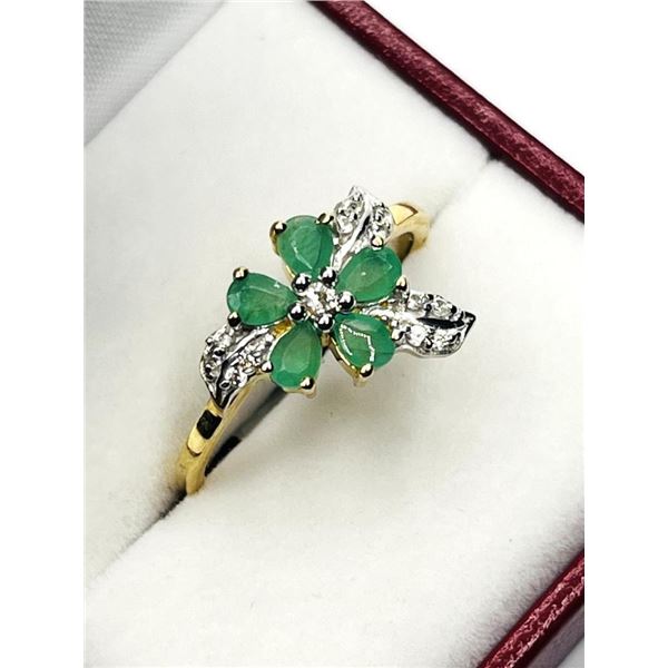 Gold Plated Sterling Silver Natural Emerald Ring, Size 9, Retail $400.00. Emerald is the birthstone 