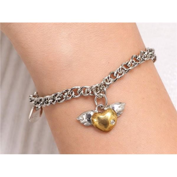 $75, SILVER(3.77g),  GENUINE DIAMOND (0.01ct) BRACELET 6", retail value $75