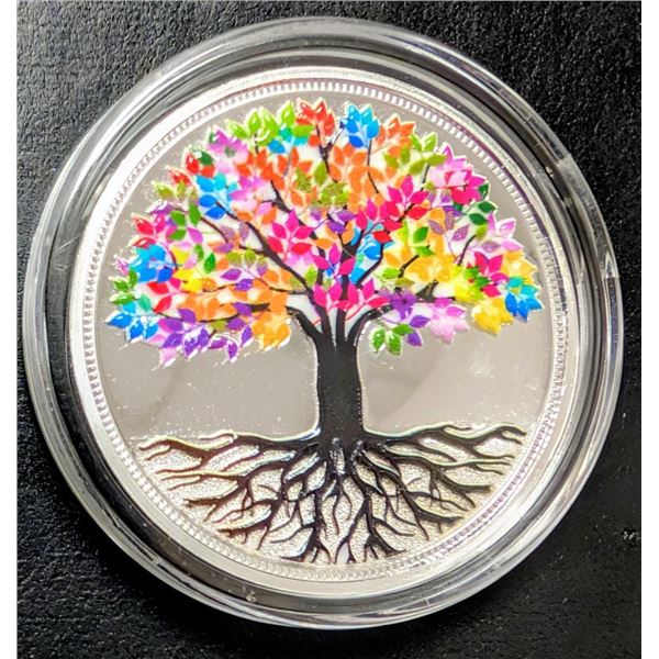 ., FINE SILVER(10g), LASER COLOR LIFE OF TREE  COIN, retail value .