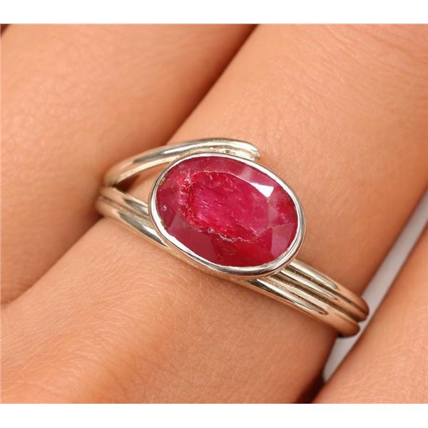 $70, SILVER(1.86g),  DYED RUBY RING, retail value $70