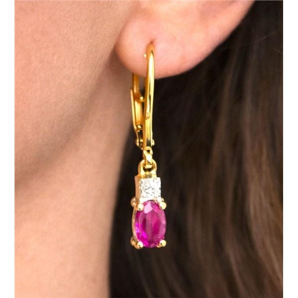 $80, SILVER(1.75g),  CREATED RUBY (0.85ct) EARRING, retail value $80
