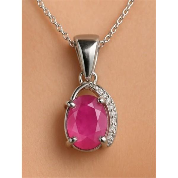 $160, SILVER(1.06g),  GENUINE RUBY (1ct) PENDANT, retail value $160