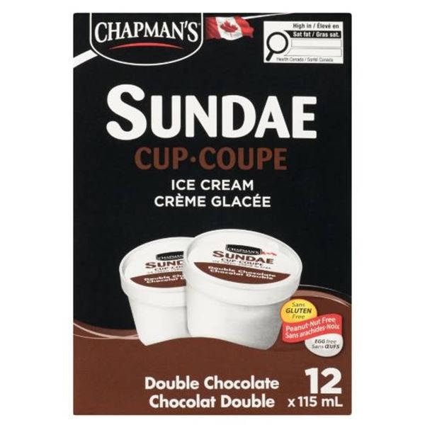 Chapman's Sundae Cup - Double Chocolate 12 x 115 mL