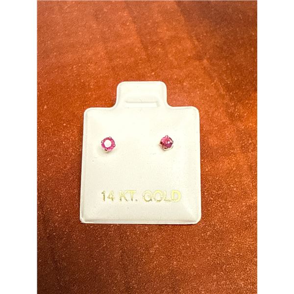 14 KT Gold Stud Earrings with 0.22ct Genuine Rubies