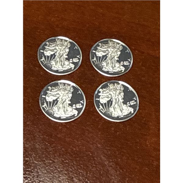 Four American Silver Eagle Coins - 1 oz Each, Liberty Design
