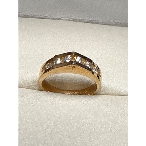 14K Gold Band With 1.0 Carat Bezel Set Diamonds