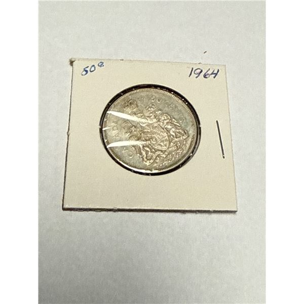1964 Canadian 50-Cent Silver Coin with Queen Elizabeth IIÂ