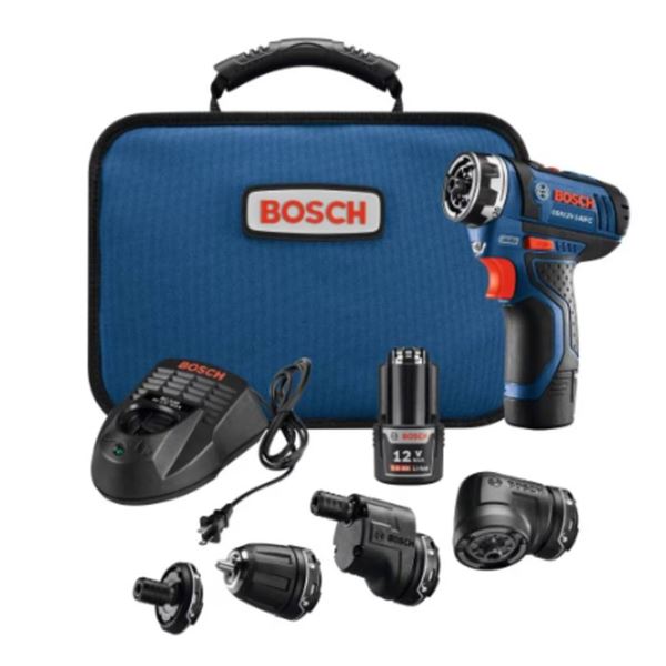 BoschÂ 12V FlexiClick Cordless Brushed Max 5-in-1 Drill/Driver System with Case and Mobile App Integ
