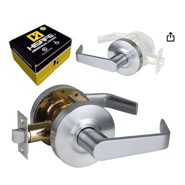Passage Commercial Door Locks Heavy Duty Grade 2 Lever, Satin Chrome Finish 26D, 2-3/4''Backset, X-X