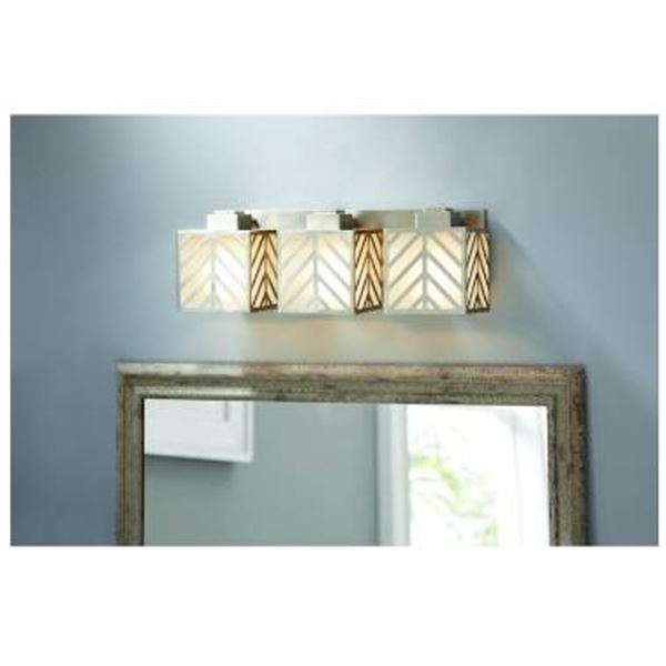 Allen + Roth 3-Light Brushed Nickel Contemporary Vanity Light with Frosted Glass