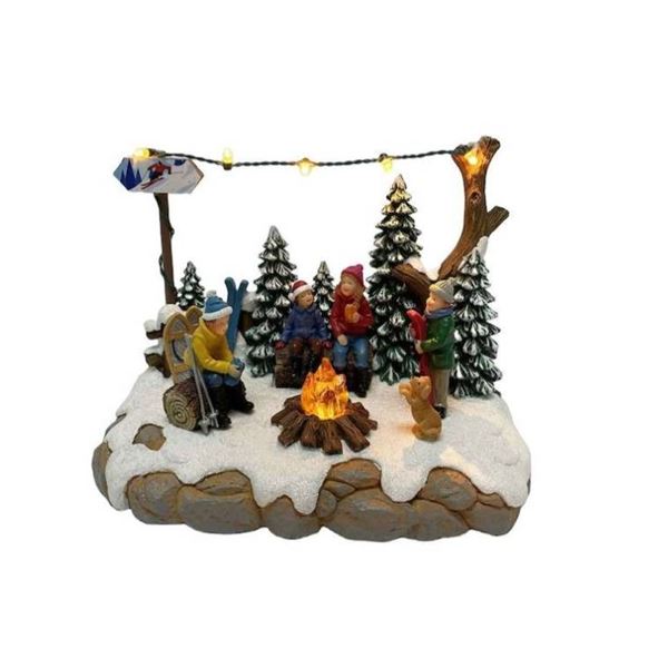 Celebrations by L&CO Lighted Winter Camping Scene with Campfire