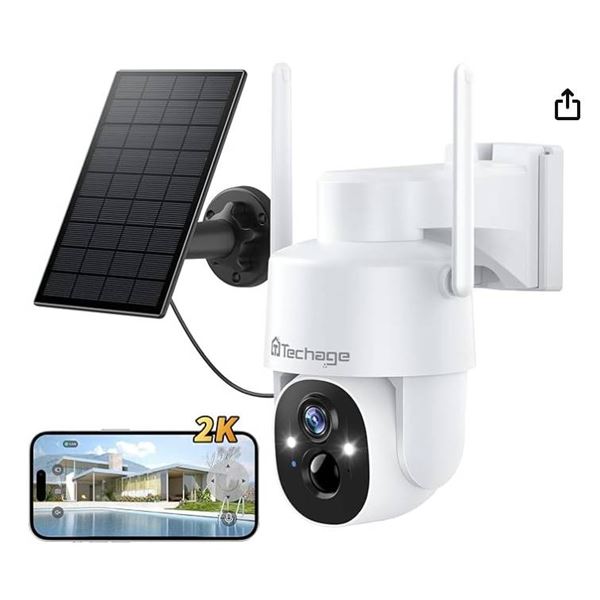 Solar Camera Outdoor Wireless, 2K Security Camera Wireless Outdoor, Battery Powered Cam with Spotlig