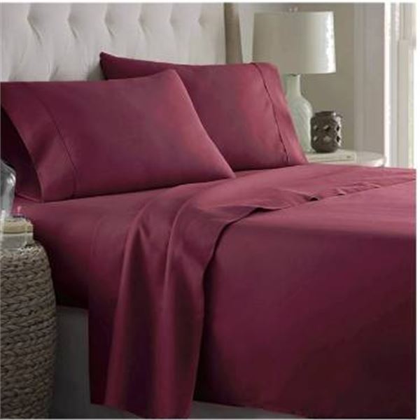 Comfy Bamboo World Burgundy Queen 4 Pc Sheet Set