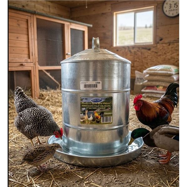 5 Gallon Metal Poultry and Game Bird Feeder with Circular Base
