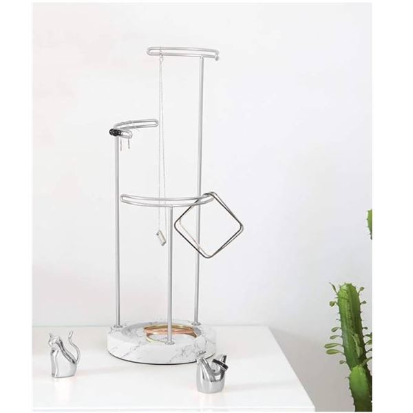 Umbra Tesora, 3 Tier Jewelry Stand, Earring Holder, Accessory Organizer and Display, Nickel/Marble