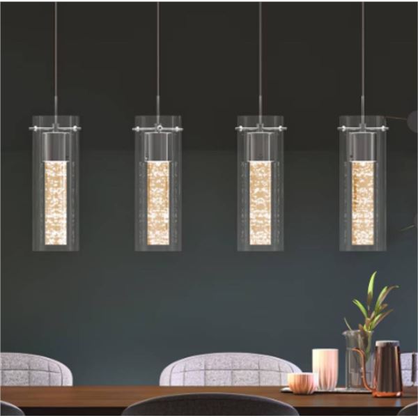 ArtikaÂ Essence 4-light 26W Stainless Steel Integrated LED Pendant Light With Bubble Glass Diffuser